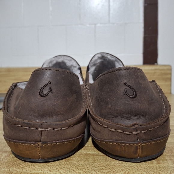 Olukai Moloa Brown Leather Slipper Size 11 - Picture 8 of 9